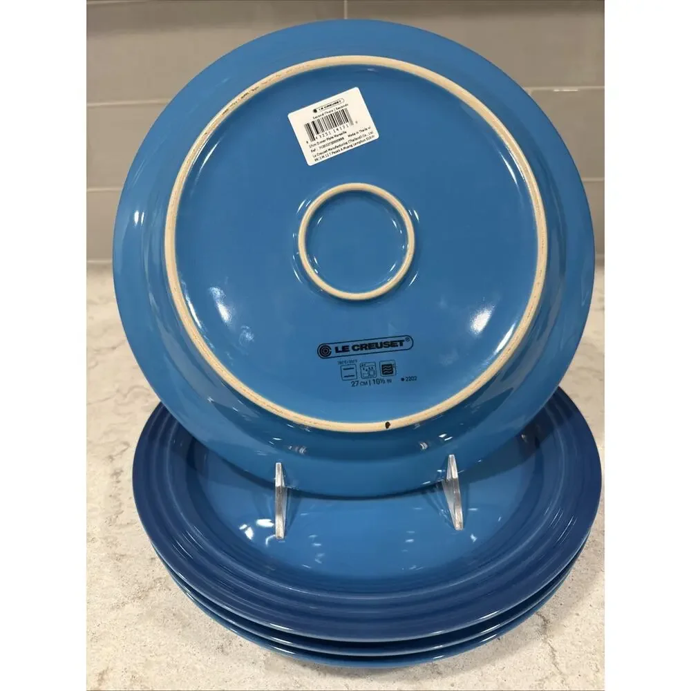 Set 4 MARSEILLE Blue Le Creuset 10.63in Dinner Plate Stoneware New Second Choix